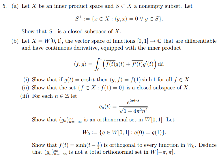 5 A Let X Be An Inner Product Space And S Cx A Chegg Com