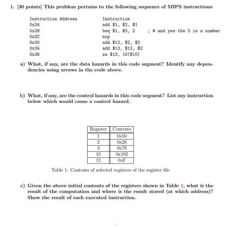 Solved 1. [30 points) This problem pertains to the following | Chegg.com