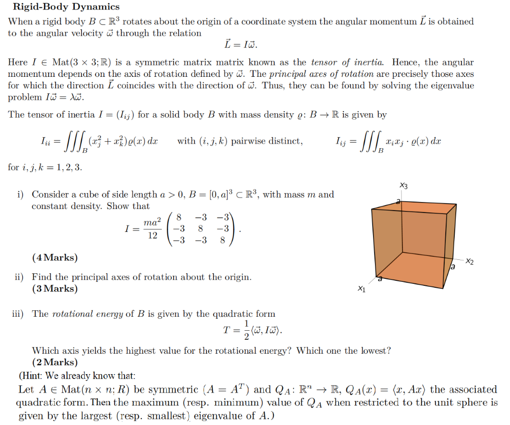 Solved Rigid-Body Dynamics When A Rigid Body B⊂R3 Rotates | Chegg.com