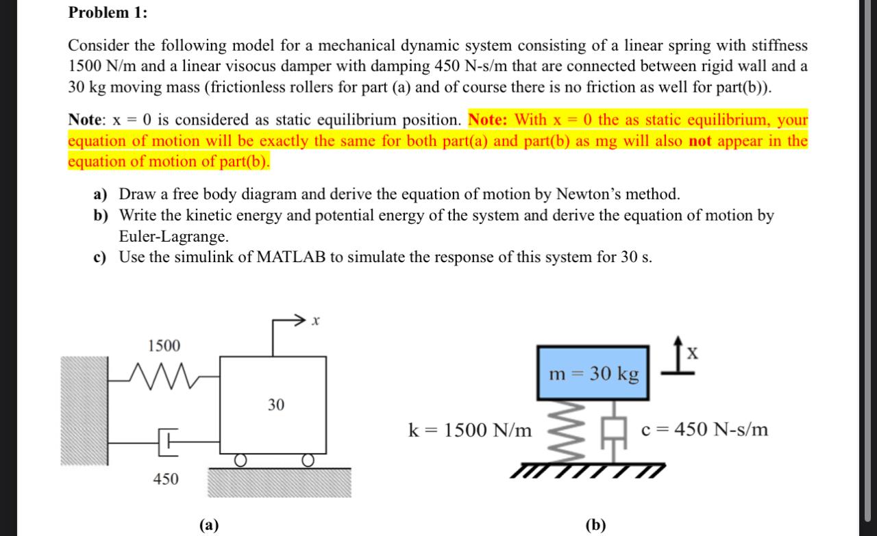 Solved Problem 1:Consider the following model for a | Chegg.com
