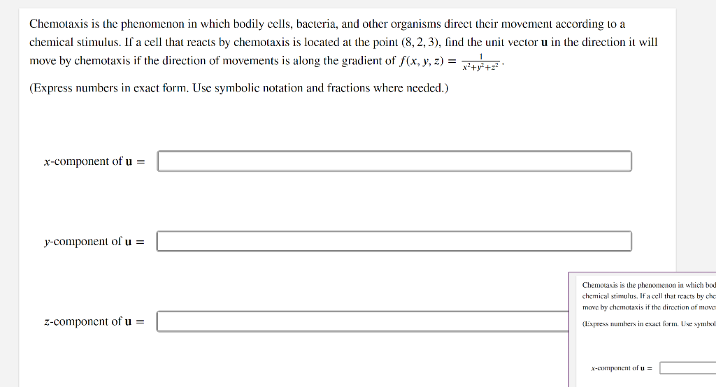 Solved Chemotaxis is the phenomenon in which bodily cells, | Chegg.com