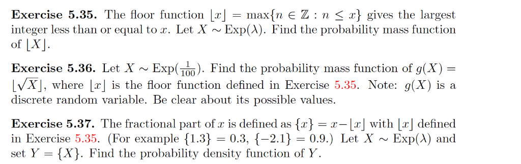 Solved Exercise 5.35. The floor function Lx max n E Z Chegg