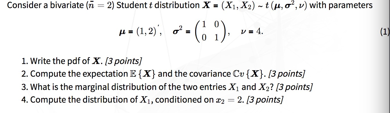 Consider A Bivariate N 2 Student T Distributio Chegg Com