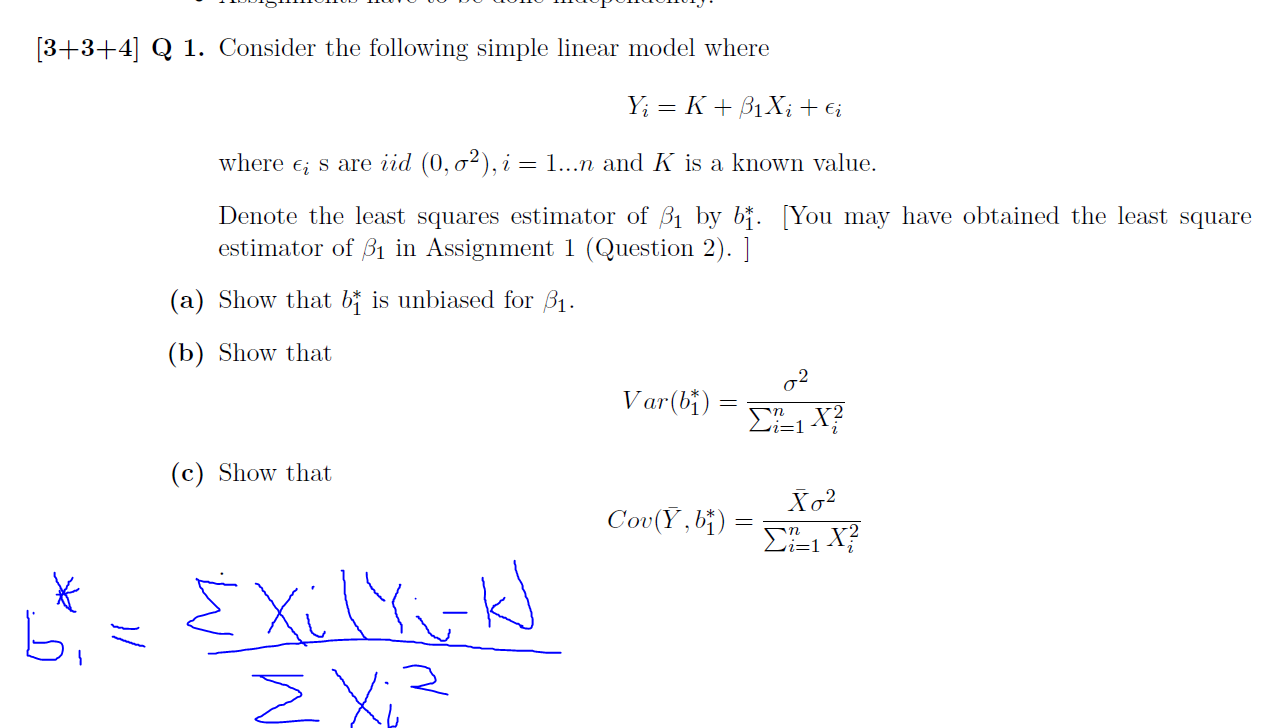 Solved [3+3+4] Q 1. Consider the following simple linear | Chegg.com