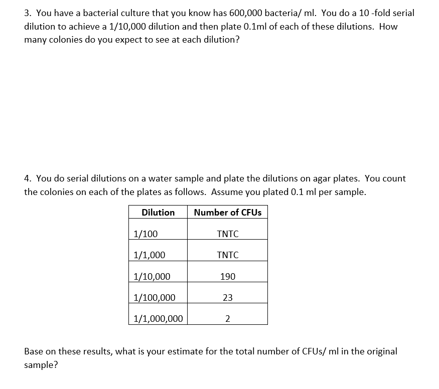 Solved PROBLEMS 1. You do a series of dilutions as shown