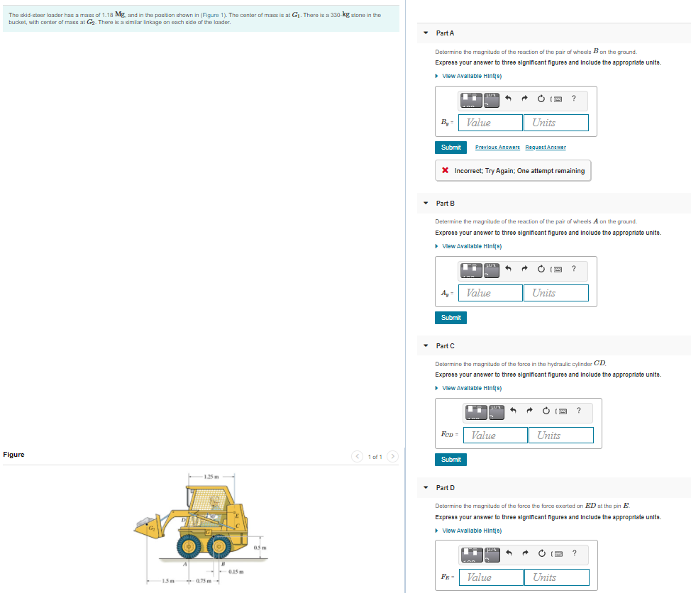 Solved The skid steer loader has a mass of 1.18 Mg and in