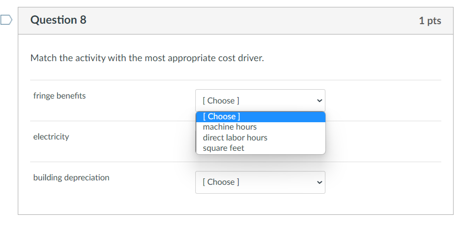 Solved Match the cost pool with the most appropriate cost | Chegg.com