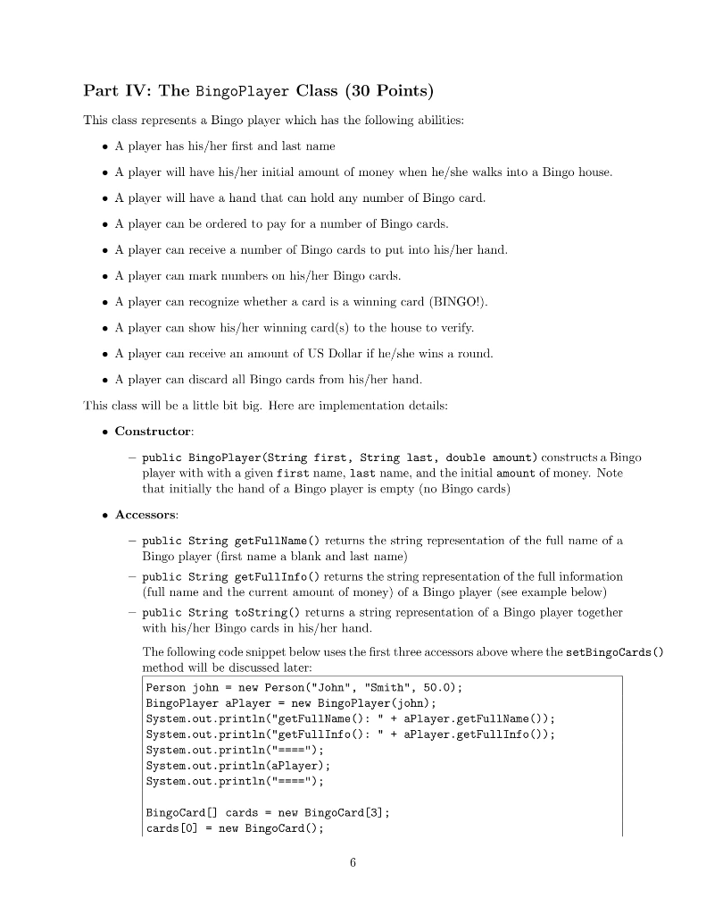 Solved Project 2 - BINGO CS 0401Intermediate Programming | Chegg.com