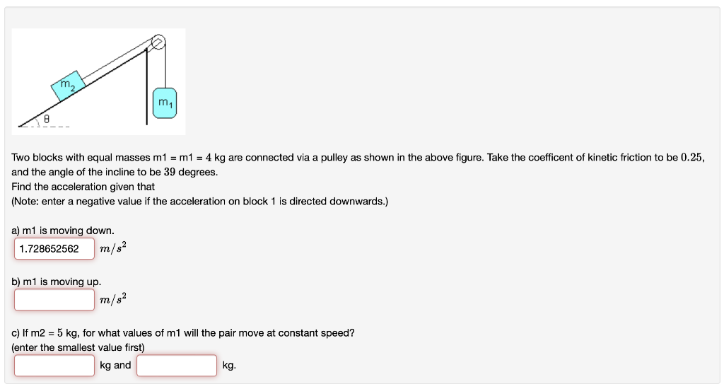 Solved M₂. Two Blocks With Equal Masses M1 = M1 = 4 Kg Are | Chegg.com