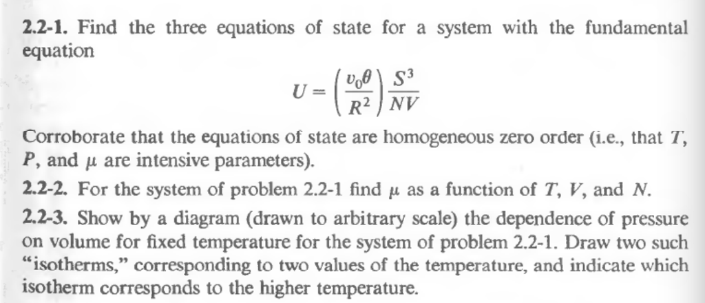 Solved 2.2-1. Find the three equations of state for a system | Chegg.com