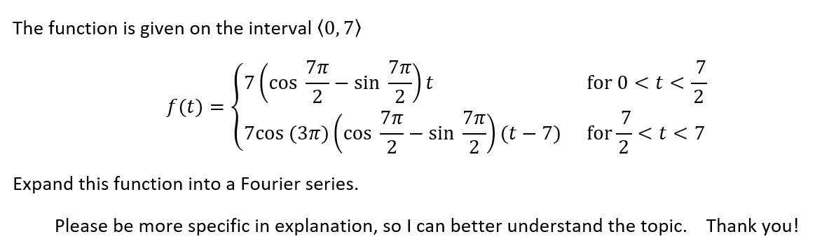 Solved The function is given on the interval (0,7) ( cos 7) | Chegg.com