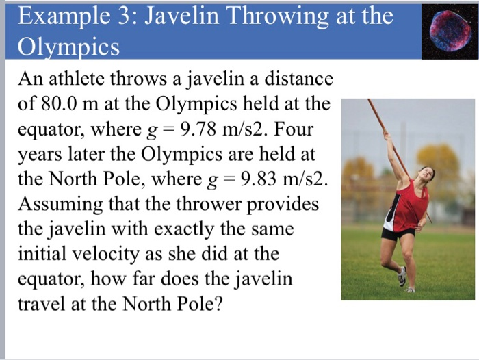 Solved Example 3 Javelin Throwing at the Olympics An