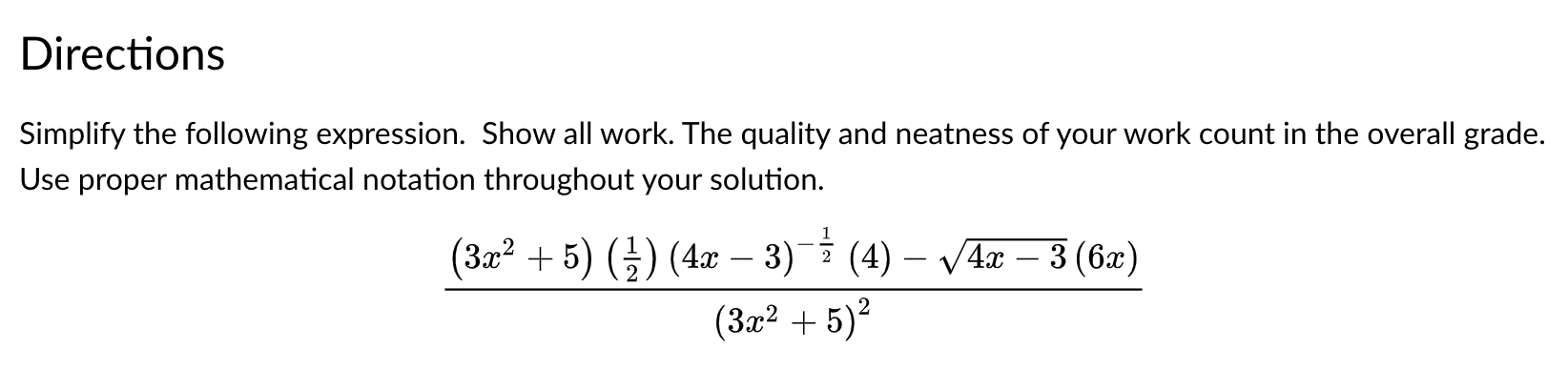 Solved Simplify the following expression. Show all work. The | Chegg.com