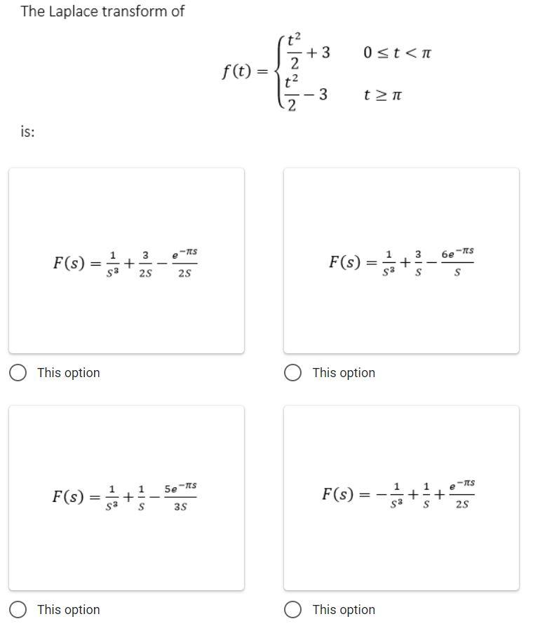 Solved The Laplace transform of + 3 0 | Chegg.com