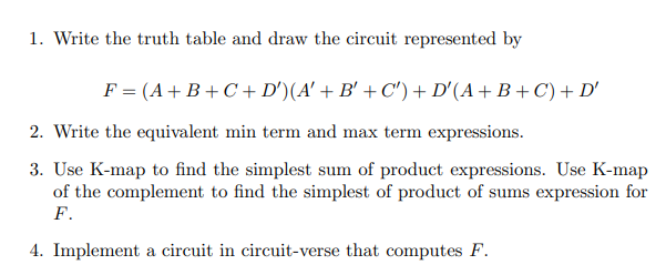 Solved Write the Truth table and draw the circuit of the | Chegg.com