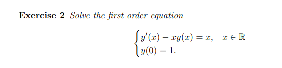 Solved Exercise 2 ﻿Solve the first order | Chegg.com