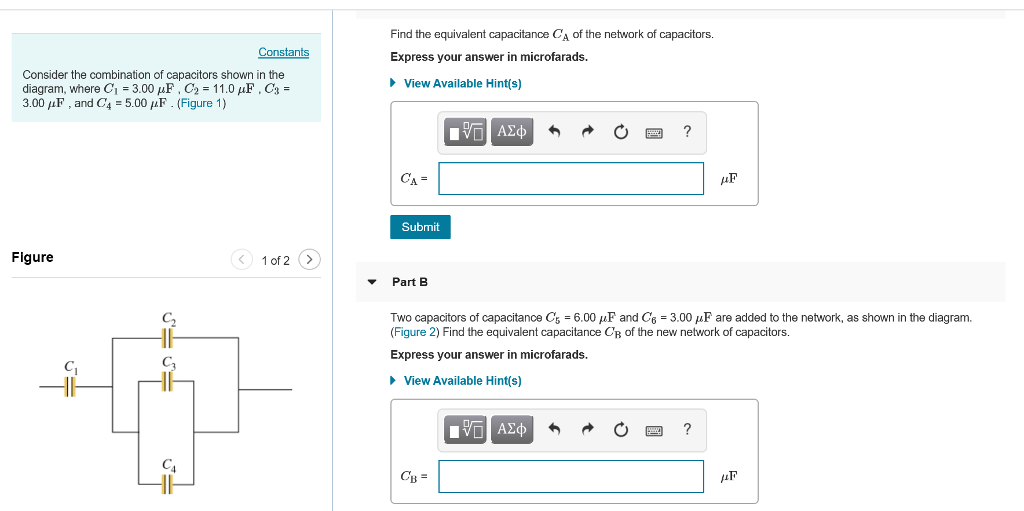 Find The Equivalent Capacitance Ca Of The Network Of Capacitors