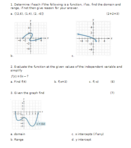 Solved 1. Determine if each if the following is a function, | Chegg.com