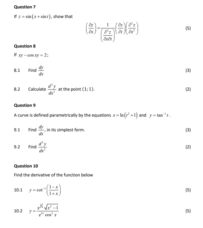 Solved Question 7 If Sin X Sint Show That 1 Oza Chegg Com