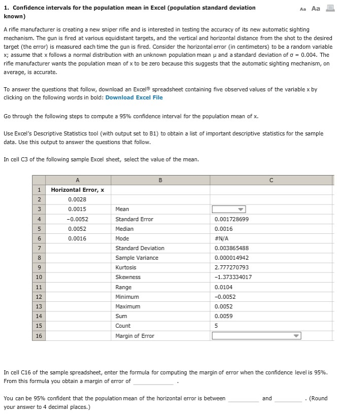 Solved 1. Confidence intervals for the population mean in | Chegg.com