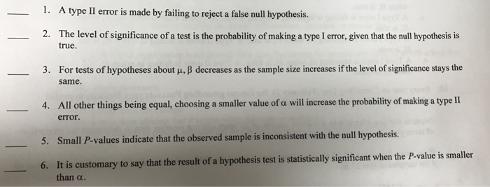 Solved A type II error is made by failing to reject a false | Chegg.com