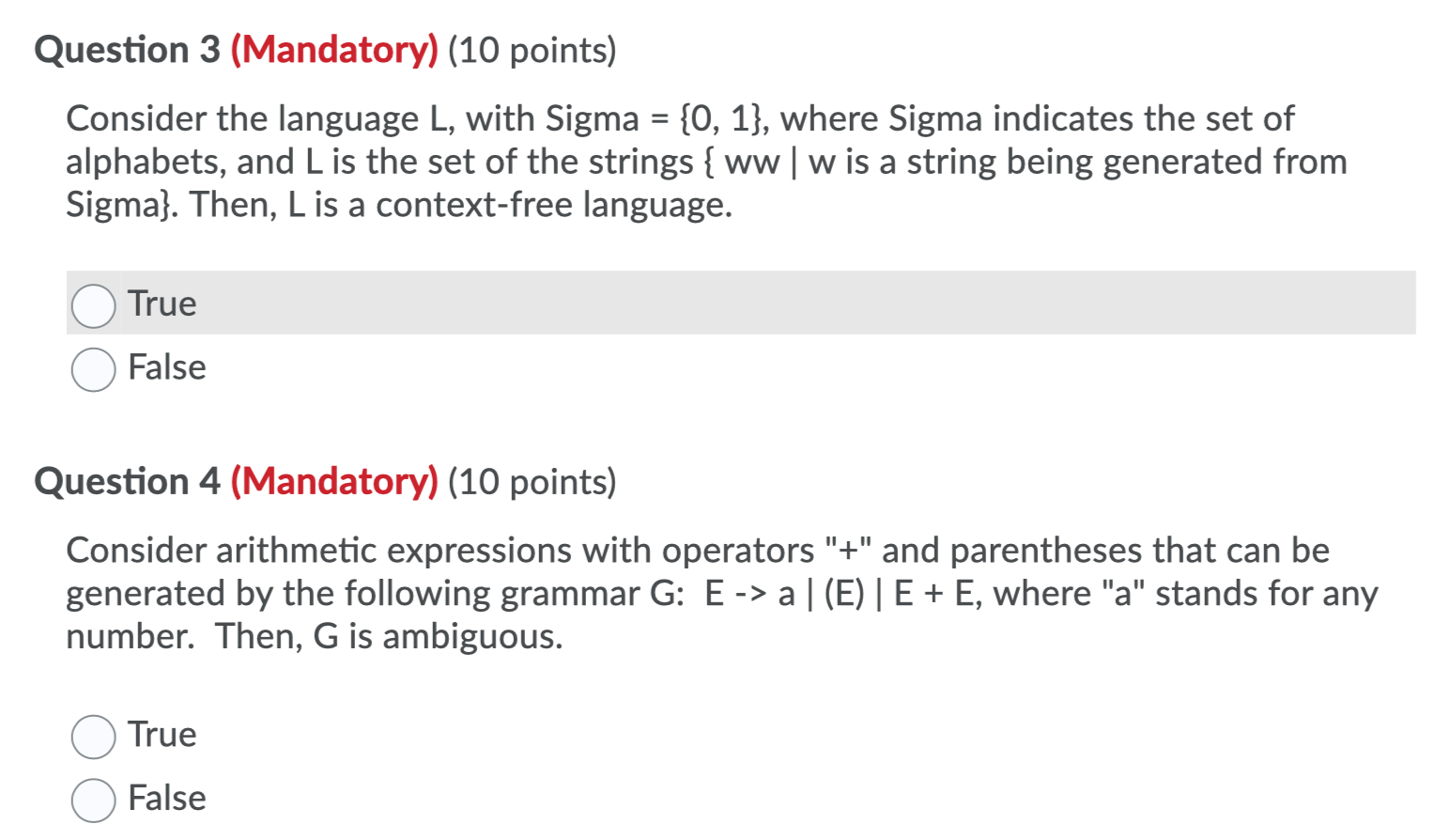 Solved Question 3 (Mandatory) (10 points) Consider the | Chegg.com