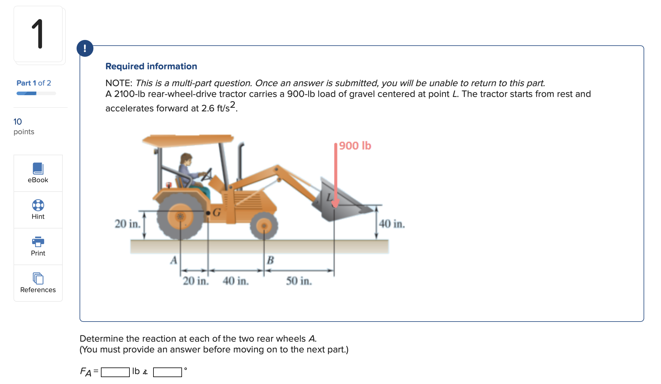 Solved A 2100lb rearwheeldrive tractor carries a 900lb