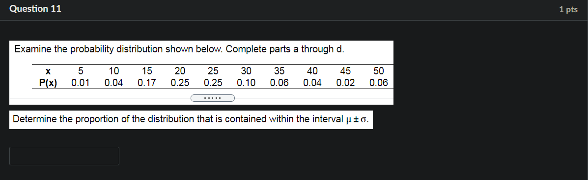 Solved Question 11 1 pts Examine the probability | Chegg.com