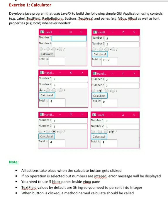 Solved Exercise 1: Calculator Develop a java program that | Chegg.com