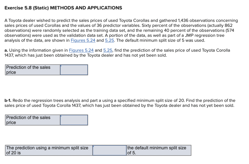 Exercise 5.8 (Static) METHODS AND APPLICATIONS A | Chegg.com