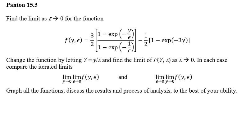 Solved Find the limit as ε→0 for the function | Chegg.com