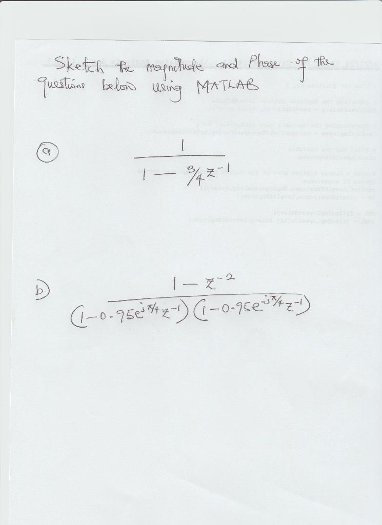 Solved Sketch the magnitude and Phase of the questoins below | Chegg.com
