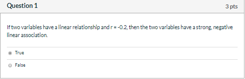 Solved Question 1 3 pts If two variables have a linear | Chegg.com