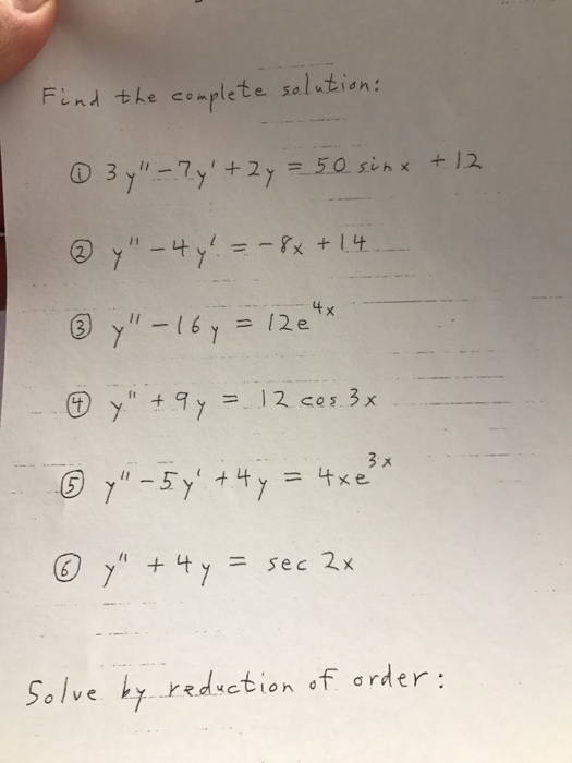 Solved Find the complete solution: (1). 3y" - 7y' + 2y = 50 | Chegg.com