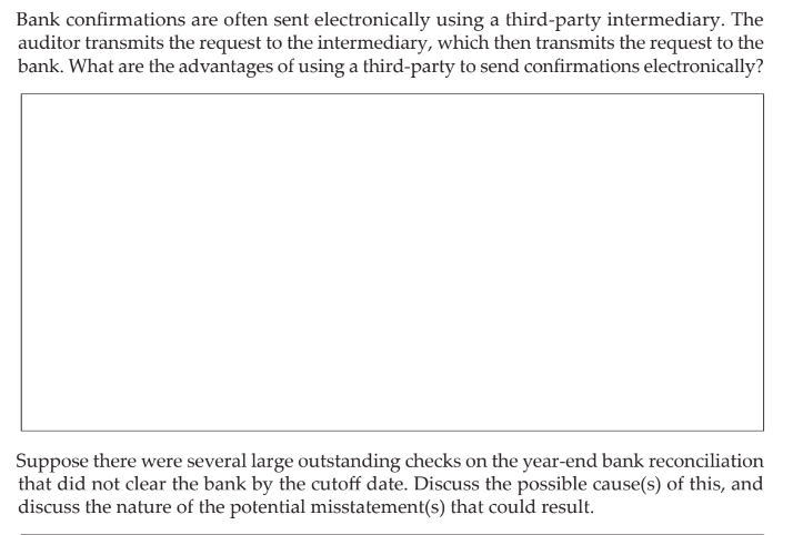 Solved Auditors send bank confirmations for most active bank | Chegg.com