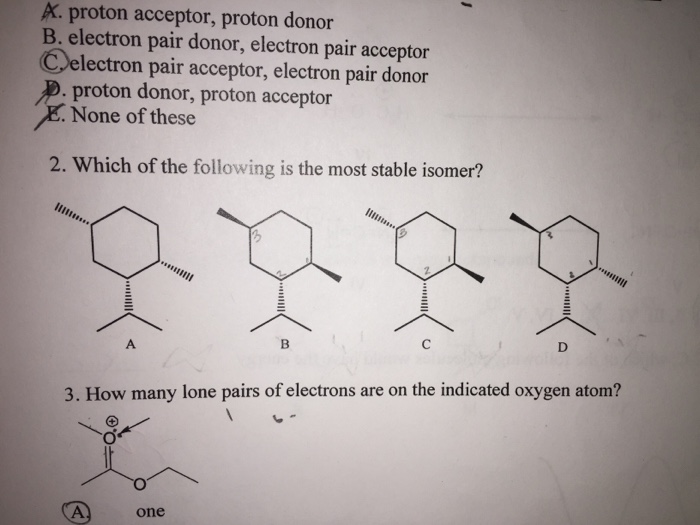 Solved a proton acceptor proton donor b electron pair chegg