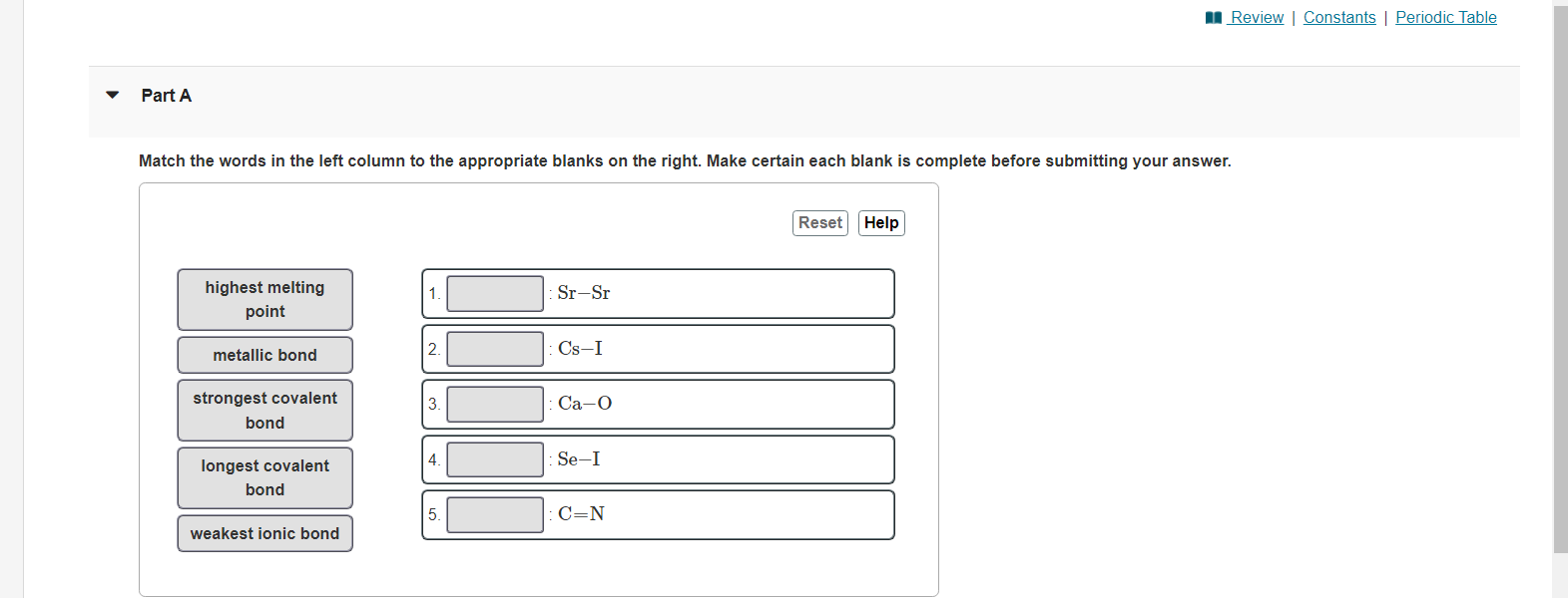 Solved Review | Constants | Periodic Table Part A Match the | Chegg.com