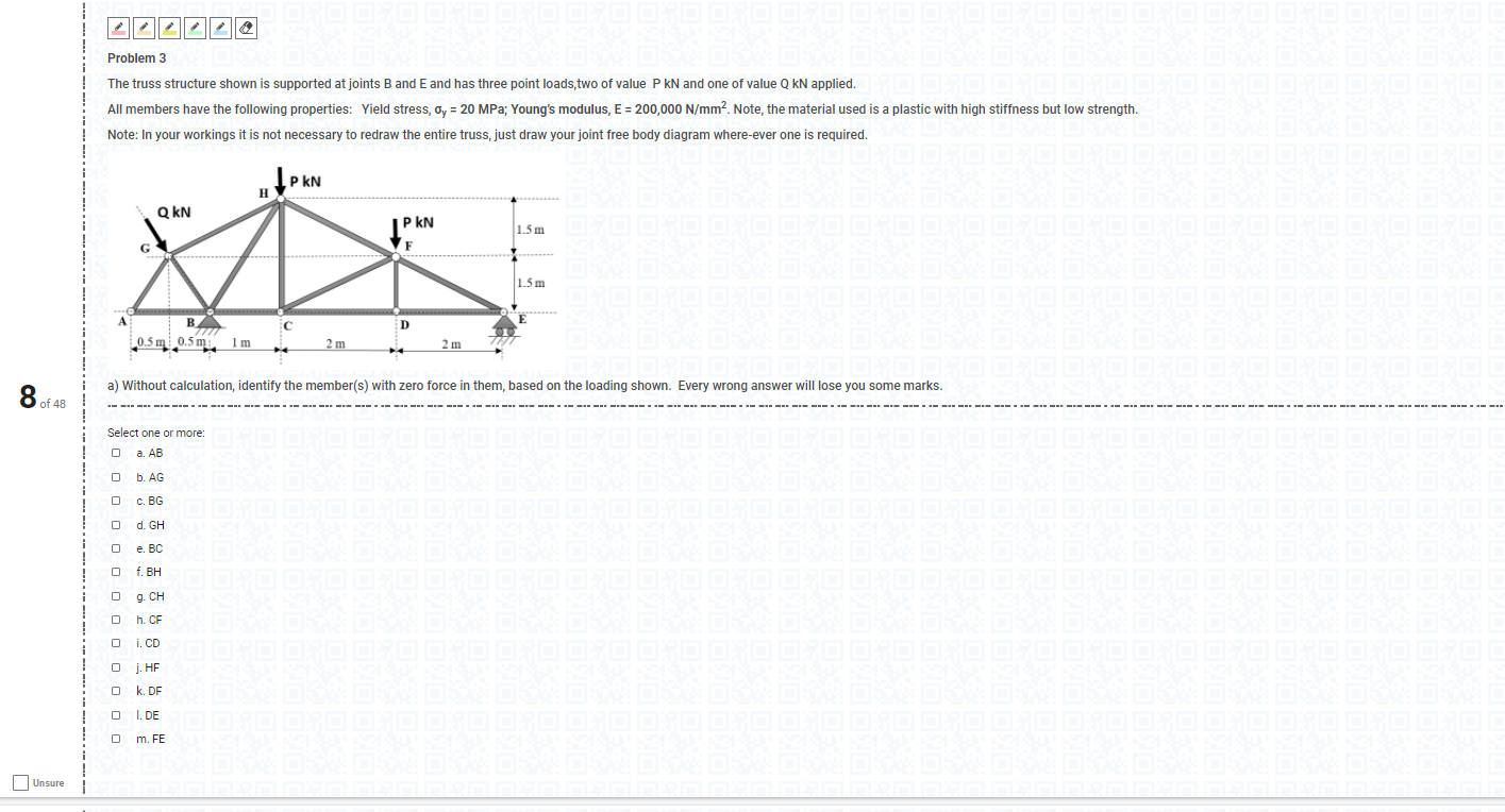 Solved Problem 3 The truss structure shown is supported at | Chegg.com
