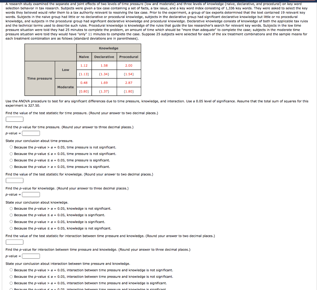 Solved A research study examined the separate and joint | Chegg.com