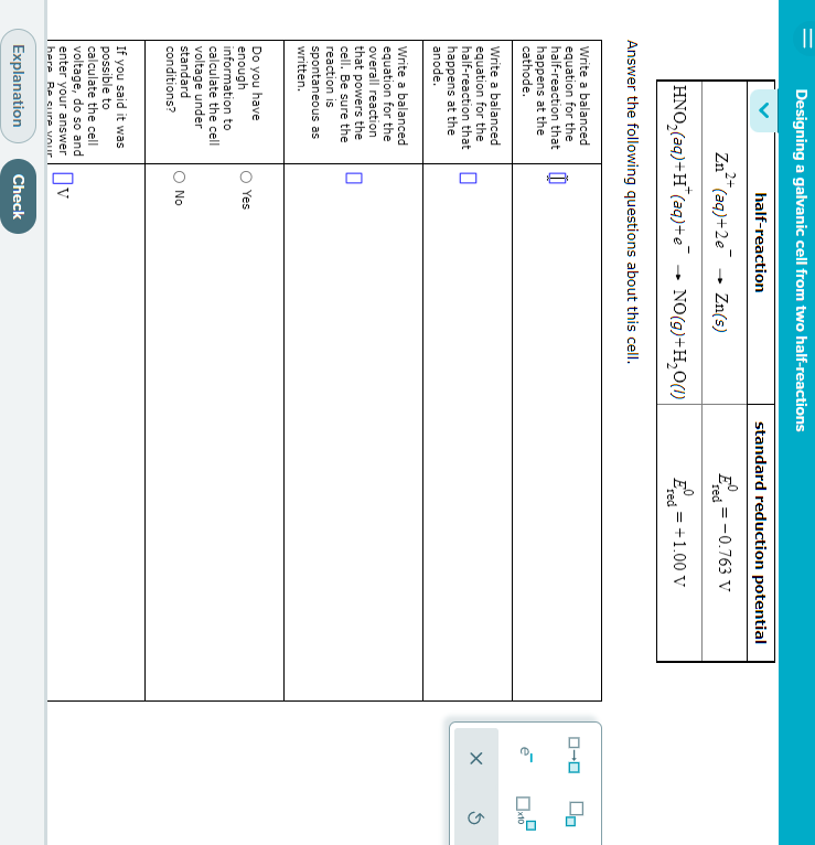 [Solved] Designing a galvanic cell from two halfreact