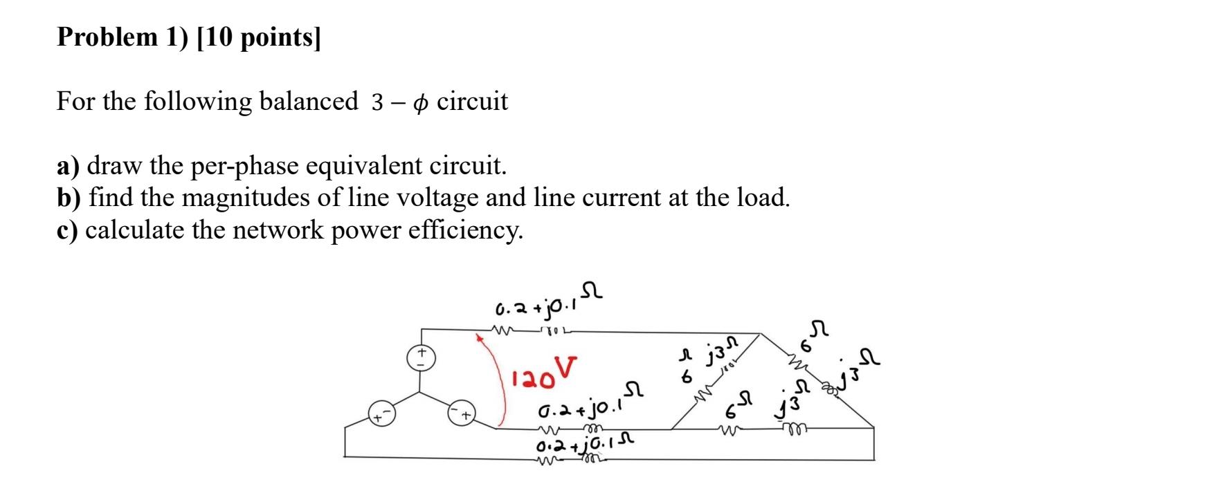 Solved Problem 1) (10 points] For the following balanced 3-0 | Chegg.com