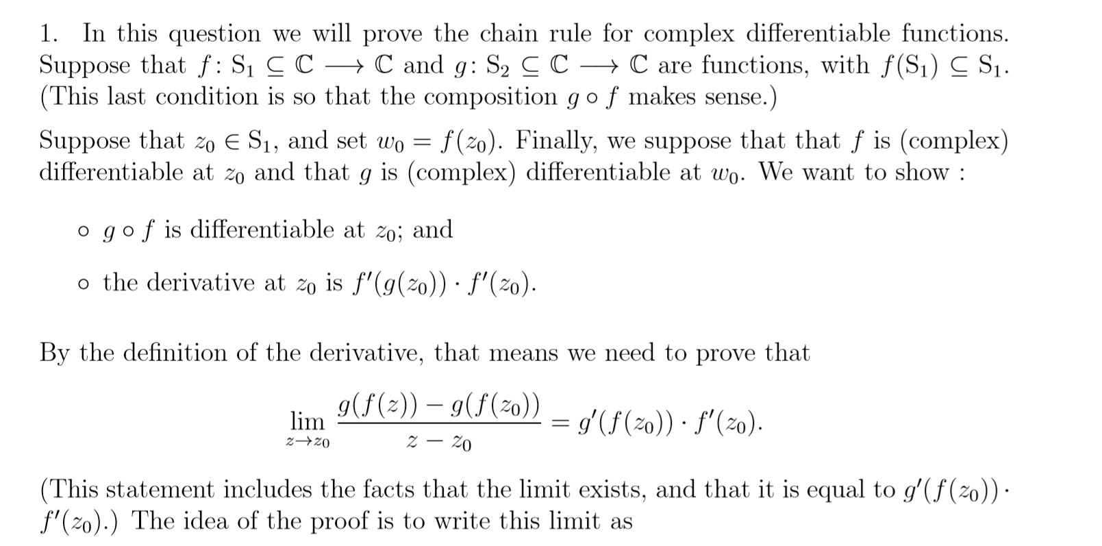 Solved 1. In this question we will prove the chain rule for