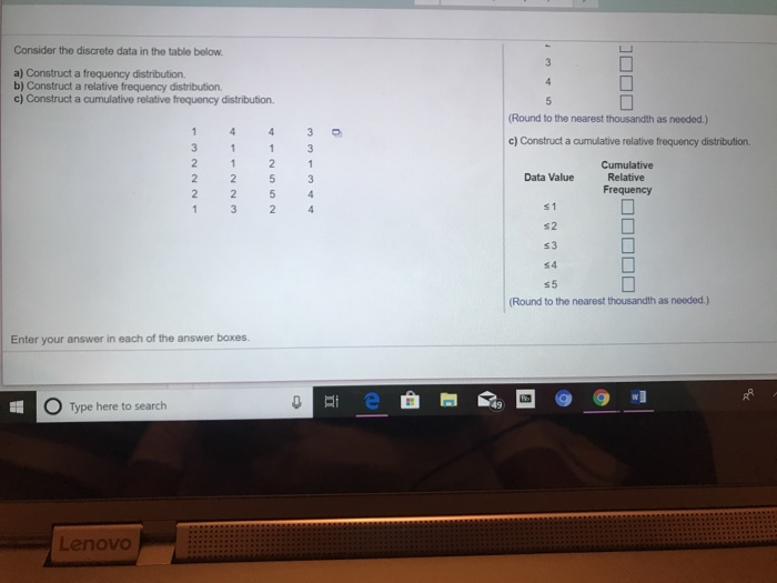 Solved Consider The Discrete Data In The Table Below A) | Chegg.com