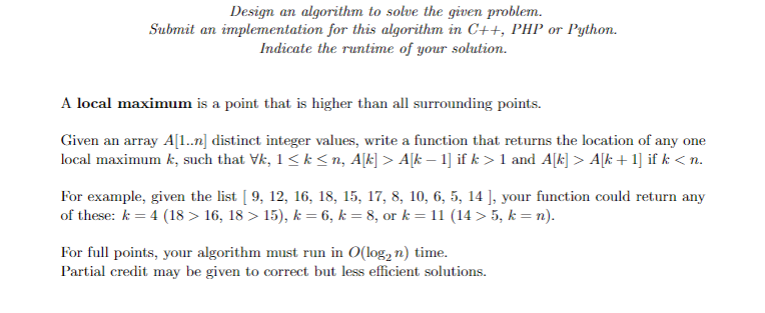 Solved Design An Algorithm To Solve The Given Problem. | Chegg.com