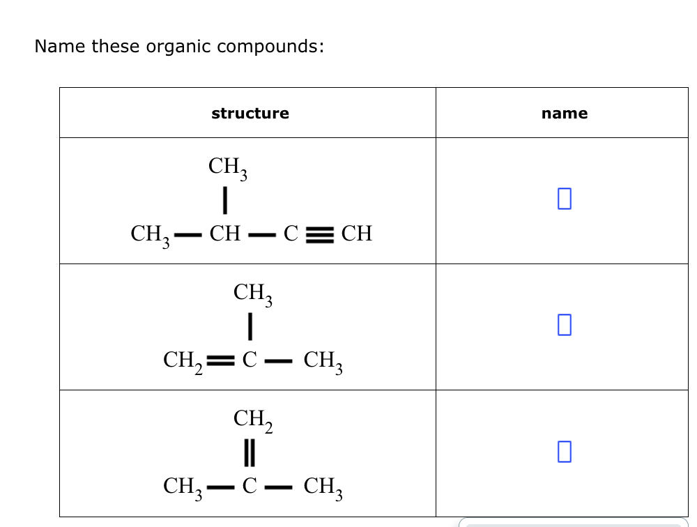 Solved Name these organic compounds. They are all alkenes | Chegg.com