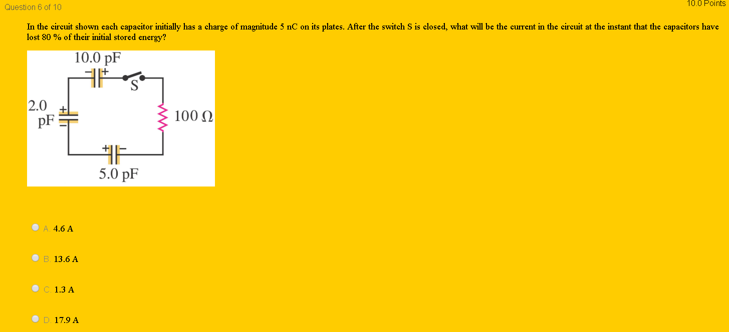 Solved Question 6 of 10 10.0 Points In the circuit shown | Chegg.com