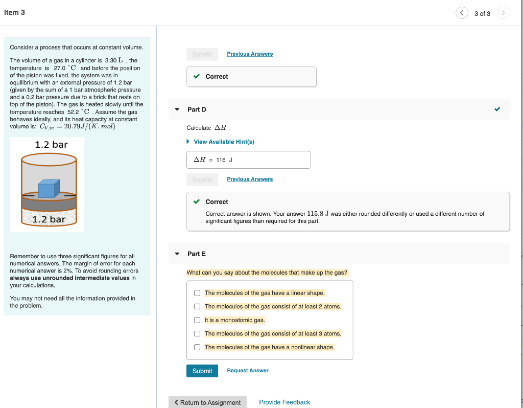 Solved Item 3 3 of 3 Consider a process that occurs at | Chegg.com