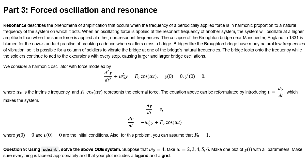 (Solved) Part 3 Forced Oscillation Resonance Resonance Describes