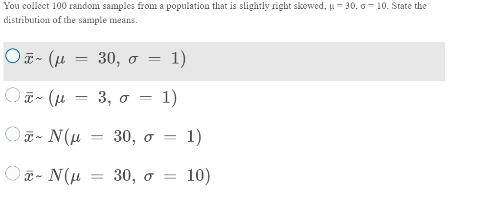 Solved You Collect 100 Random Samples From A Population T Chegg Com