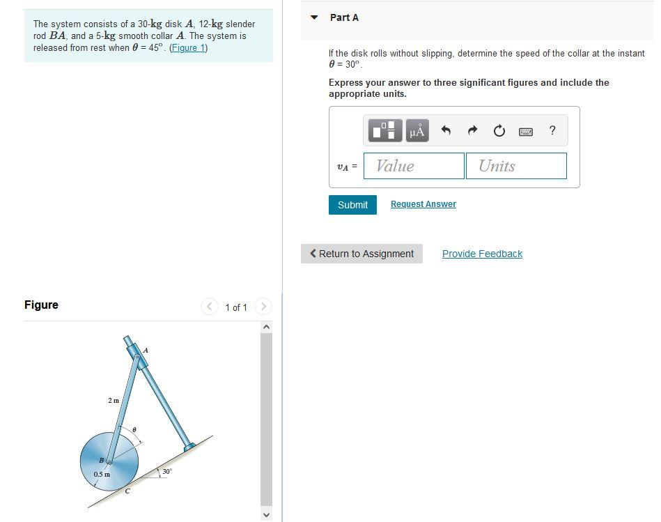 Solved Part A The system consists of a 30-kg disk A, 12-kg | Chegg.com